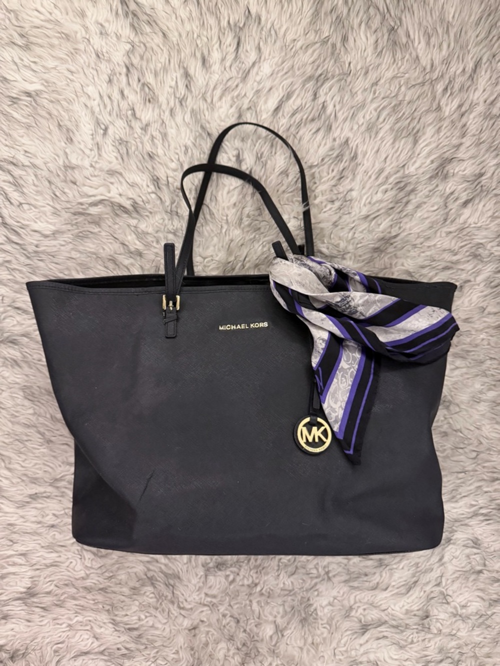 Michael Kors Jet Set Large Saffiano Tote Bag - Black